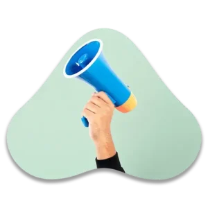 Ilustração de uma mão segurando um megafone indicando o marketing.